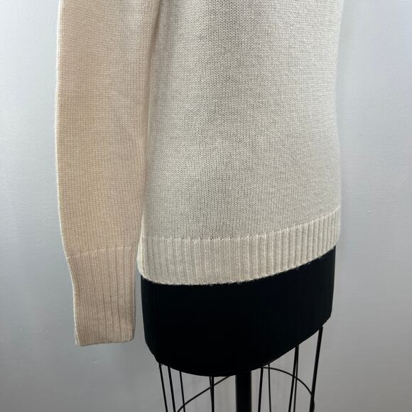 NWT J.CREW Natural Cream Crewneck Sweater Rhinestone Jewel Button Wool Blend XS - Picture 6 of 12